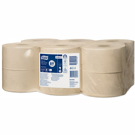 Tork® Mini Jumbo Natural Coloured Fibre Toilet Roll 2-ply Advanced T2 (120377)