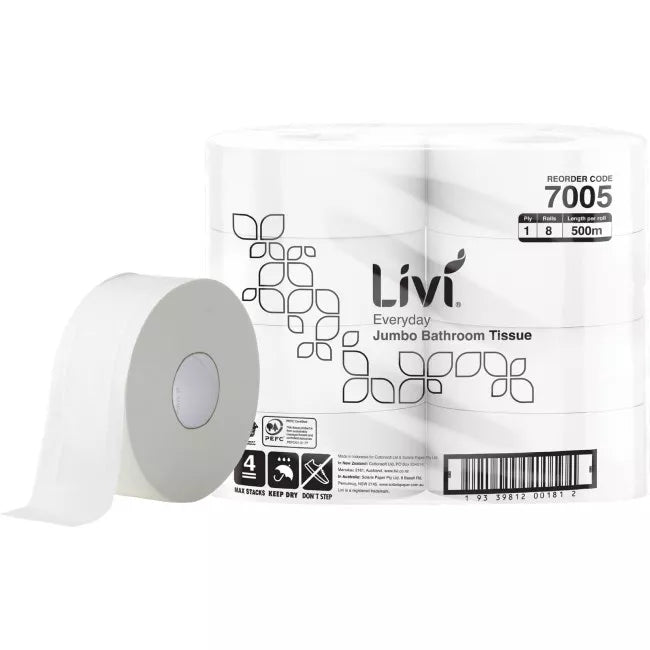 Livi Basics 1Ply Jumbo Toilet Tissue (7005)