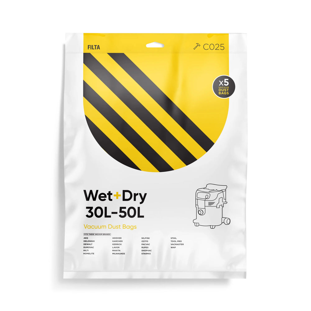 Filta Wet & Dry 50ltr Vacuum Cleaner Bags (C025)